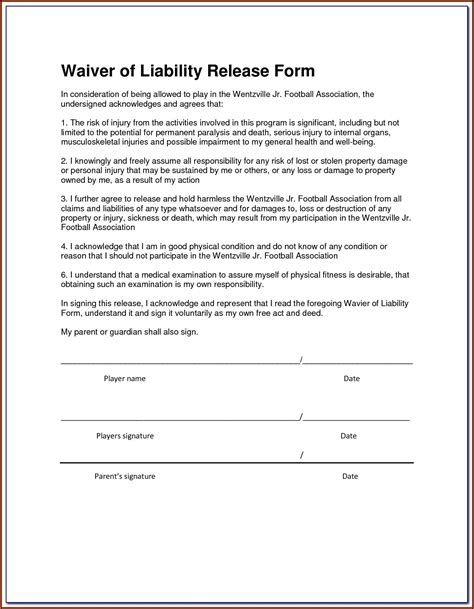 Hunting Release Of Liability Form Template Form Resume Examples 