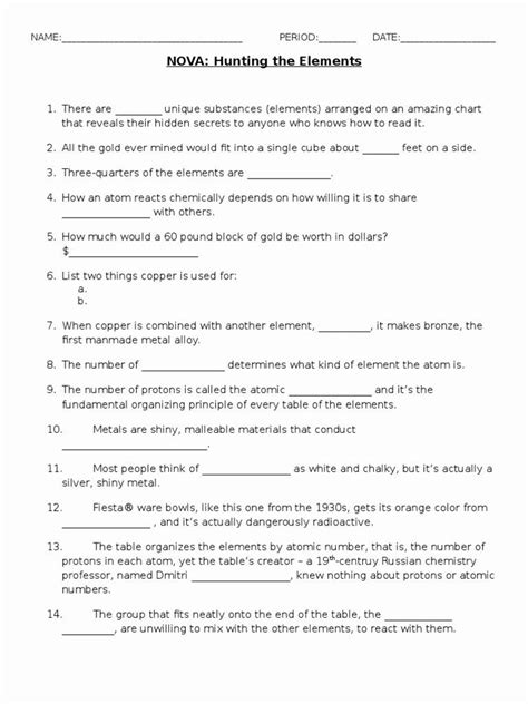 Hunting The Elements Answer Key