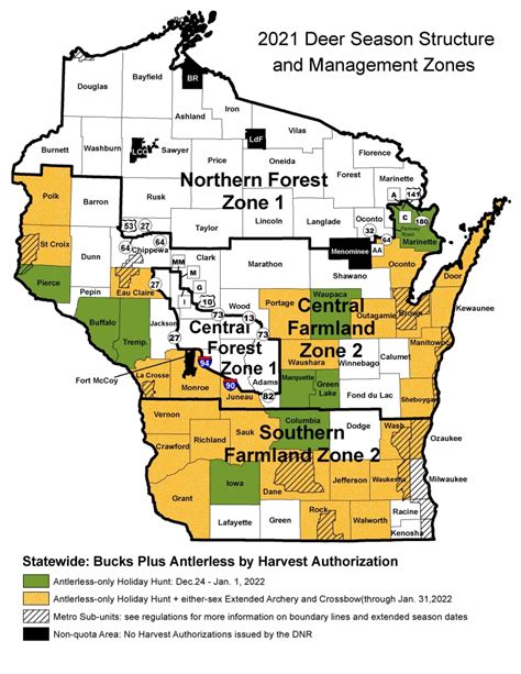 Hunting zones wisconsin map. 2023 Farmland Zone Antlerless Permits Per License Bayfield wyer Rusk Chippewa Chippewa One Unit-specific Bonus Harvest Authorizations are required to harvest antlerless deer in counties within forest zones Florence Forest hburn Burnett Polk Barron Iron Ashland price hern F Marinette Oconto Marinett conto st cro. Dunn pierce In Langlade … 