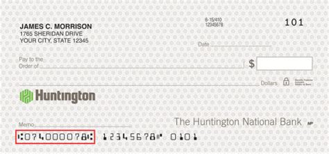 IF YOU HAVE A CHECK You can find your routing number on the bottom left of a voided check. When initiating a wire transfer to Huntington please use 044000024. Huntington National Bank’s swift code is HUNTUS33, which may be needed for international wire transfers. IF YOU DON’T HAVE A CHECK. 