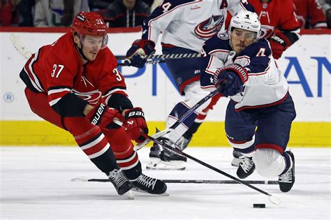 Hurricanes score 3 goals in 8:04 span in 3rd in 3-2 comeback victory over Blue Jackets