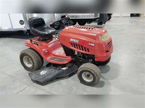 Home / Auctions / July 13th Online Shop Equipment & Tool Auction / Huskee LT 4200 Lawn Tractor ... , 7 Speed Shift-On-The-Go. Prev Lot Back to Catalog Next Lot. Huskee LT 4200 Lawn Tractor - 42" Twin Blade Cutting Width, 7 Speed Shift-On-The-Go. Lot Number:99. Completed. Start Time:6/14/2021 5:00:00 AM. End Time:7/13/2021 11:04:20 PM. Bid ….