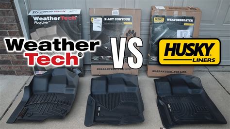 Husky liners vs weathertech. Husky Floor liners are made of thermoplastic rubber and flexible elastomeric material. They have the X-Act Contour mat, the Weatherbeater mat, Mogo Floor Liners, Heady-duty, and Classic Floor Mats. These mats work well in extreme temperatures and protect the floor from harsh chemicals. The Husky Liners fit the shape of your car, truck, or SUV. 