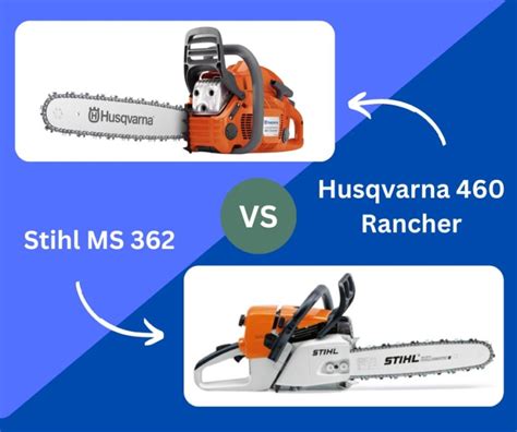 Husqvarna 460 vs stihl 362. Quote from: barbender on April 21, 2022, 06:14:17 PM. It's never fair to compare a pro saw from one brand to a homeowner saw from another. Stihl never made the 290 to try to compete with a Husky 562, nor was a Husky 450 Rancher made to run with a Stihl ms362. Stihl and Husky both make top quality pro saws. 