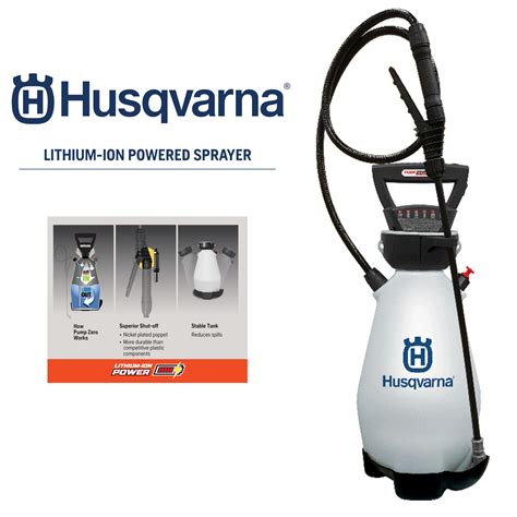 Husqvarna 4-Gallons Plastic Backpack Sprayer. Shop Husqvarna. 241. Add to Cart. $85.48 when you choose 5% savings on eligible purchases every day. Learn how. Internal pump will never leak on user. Pump delivers up to 150 PSI - ideal for spraying insecticide high into trees. Professional shut-off with lock, padded grip and in-line filter.. 