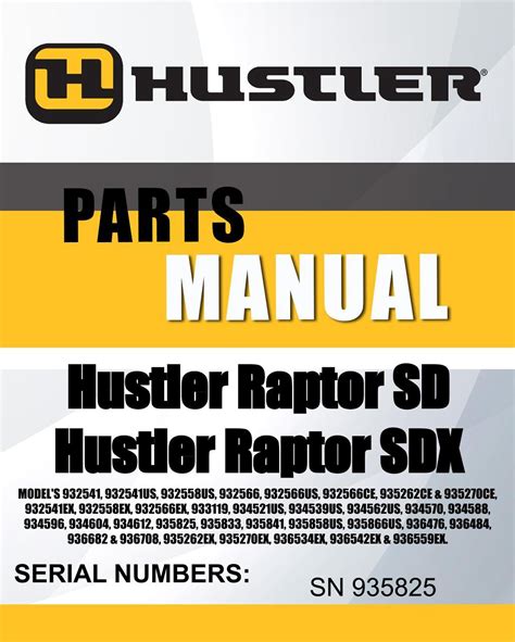 Hustler raptor sd 54 manual. Download the best manuals for your HUSTLER MAN-93782154" Raptor SD SN 937821 54" parts manual - Lawn Mowers parts manuals for free now! Business hours Monday to Fridays : 8:30 am - 5:00 pm. EST - Call us at (561) 880-4022 Check Order Status 