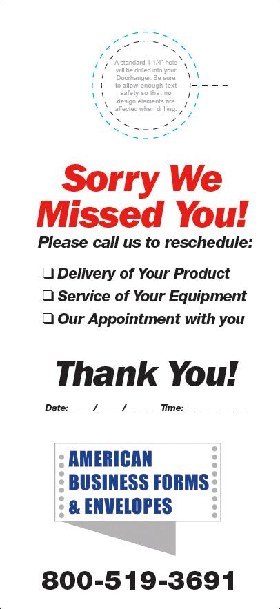 Hvac Door Hanger Full Color Template 02 Sorry We Missed You American Business Forms Envelopes