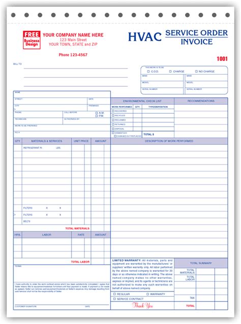 Hvac Service Ticket Template