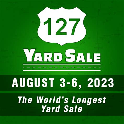 Aug 4, 2021 · Here’s what you need to know about the 127 Yard Sale 2023. Each year, during August, vendors from Michigan all the way to Alabama set up shop along Highway 127. Facebook/127 Yard Sale-The World's Longest Yard Sale. The sale attracts visitors from all over the world, eager to find a hidden treasure or unique gift. . 