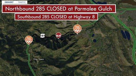 Hwy 285 closure today map.  Email or text traffic alerts on your Free Real-Time ...