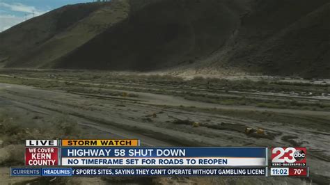 Highway 58 was closed shortly after 7 p.m. Sunday between Sand Can