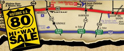 Hwy 80 sales. The 2021 Historic U.S. Highway 80 Yard Sale will take place from sunrise to sundown at Angie's Auction on April 16 and 17. The event will feature "thousands of estate and yard sale items, antiques, primitives, cast iron, outdoor items, and good junk." Spaces for vendors is available. 