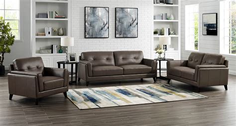 Hydeline Huntington Leather Set, Sofa and Loveseat, Brown