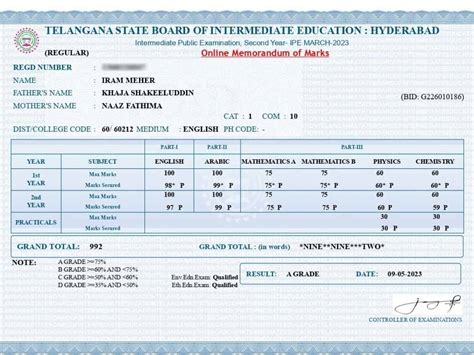 Hyderabad Board Intermediate Result 2024 - Realstudy.pk