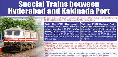 Hyderabad to Kakinada Port Trains, Check Fare, Train Tickets