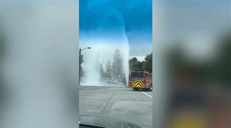 Hydrant sheared off during traffic collision in Calabasas