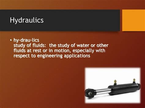 Hydraulics basics ppt.  Key components of hydraulic systems include pumps th...