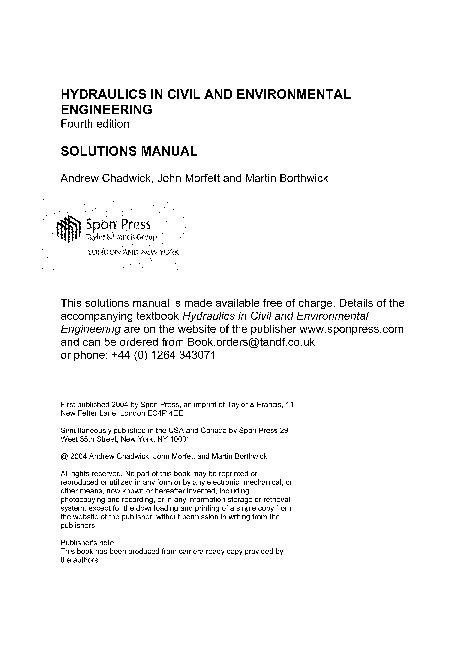 Hydraulics in civil and environmental engineering solutions manual. - Hp designjet 500 42 inch manual.