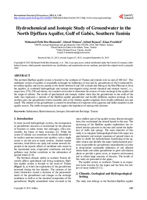 Hydrochemical and Isotopic Study of Groundwater in the North Djeffara ...