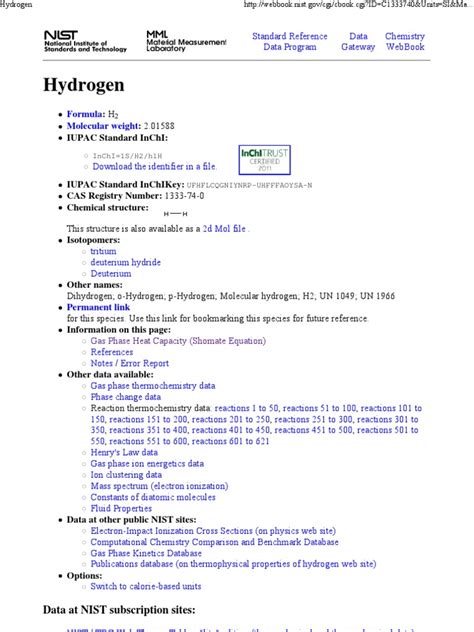 Hydrogen - NIST