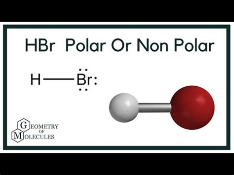 Hydrogen bromide polar or nonpolar. Polar molecules must contain polar bonds due to a difference in electronegativity between the bonded atoms. A polar molecule with two or more polar bonds must have an asymmetric geometry so that the bond dipoles do not cancel each other. Polar molecules interact through dipole–dipole intermolecular forces and hydrogen bonds. 