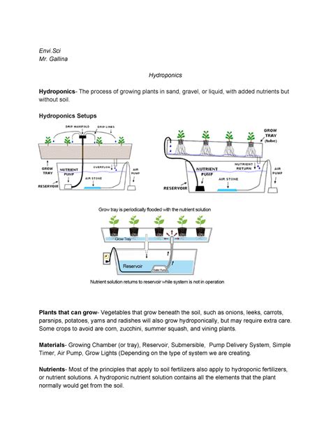 Hydroponics - Lecture notes 1-5 - Envi Mr. Gallina ... - Studocu