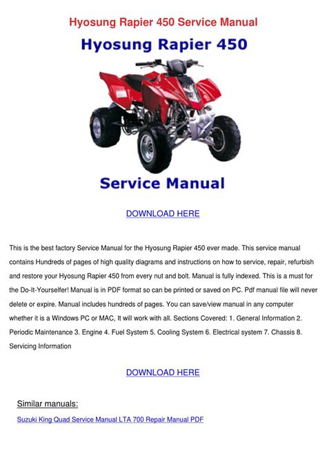 Hyosung rapier 450 atv workshop manual repair manual service manual download. - English study guide a heart of darkness.