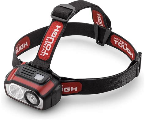 Hyper tough 500-lumen rechargeable led headlamp lithium-ion battery head strap. The impact-resistant construction makes it perfect for heavy duty projects. 4 Modes: spot high, spot low, flood high & flood low. Uniform beam pattern makes this headlamp great for close-range work. 2-way fully adjustable head strap. 