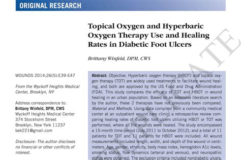 Hyperbaric Treatment Of Diabetic Foot Ulcer - NCBI …