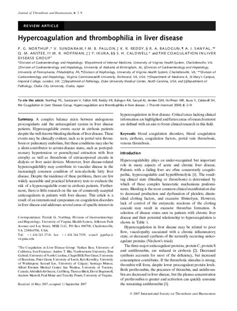 Hypercoagulation and thrombophilia in liver disease