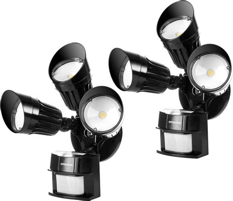 Hyperikon LED Security Light with Motion Sensor, 3 Head Dusk to Dawn
