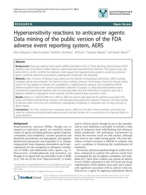 Hypersensitivity reactions to anticancer agents: Data mining of …