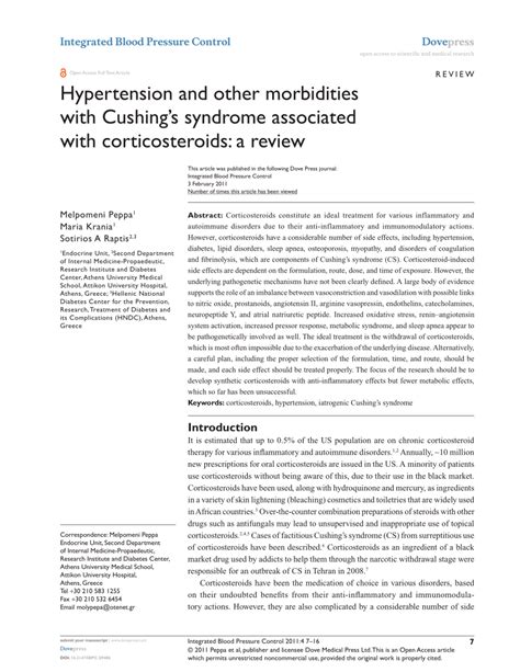 Hypertension and other morbidities with Cushing’s syndrome …