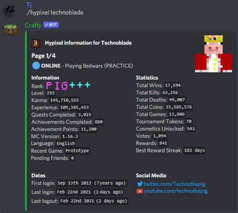 Hypixel bedwars stats discord bot.  Focused on displaying all your Minecraft, Hypixel...