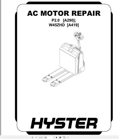 Hyster 80 motorized hand truck repair manual. - Manuale di riparazione massey ferguson 285.