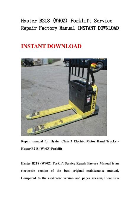 Hyster b218 w40z forklift service repair factory manual instant download. - The introvert and extrovert in love free download.