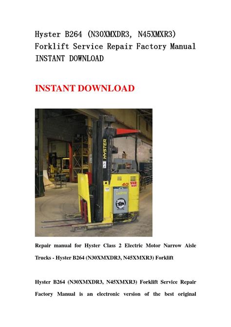 Hyster b264 n30xmxdr3 n45xmxr3 electric forklift service repair manual parts manual. - The standard old bottle price guide.