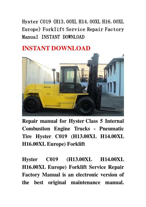 Hyster c019 h13 00xl h14 00xl h16 00xl europa gabelstapler service reparatur fabrik handbuch instant. - Plant maintenance with sap practical guide.