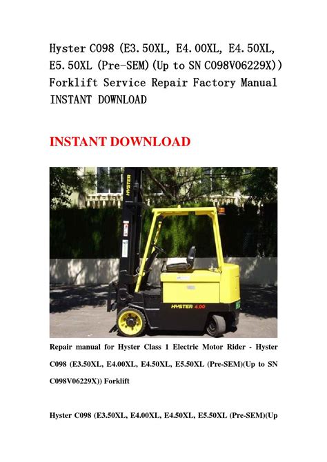 Hyster c098 e3 50xl e4 00xl e4 50xl e5 50xl e4 50xls europe forklift service repair factory manual instant. - Canon ir 2016 manual code list.