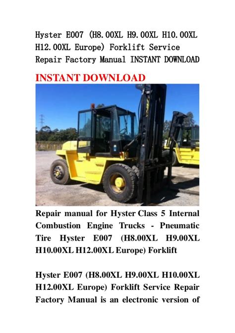 Hyster e007 h8 00xl h9 00xl h10 00xl h12 00xl europe forklift service repair factory manual instant download. - 2011 audi q7 camshaft seal manual.