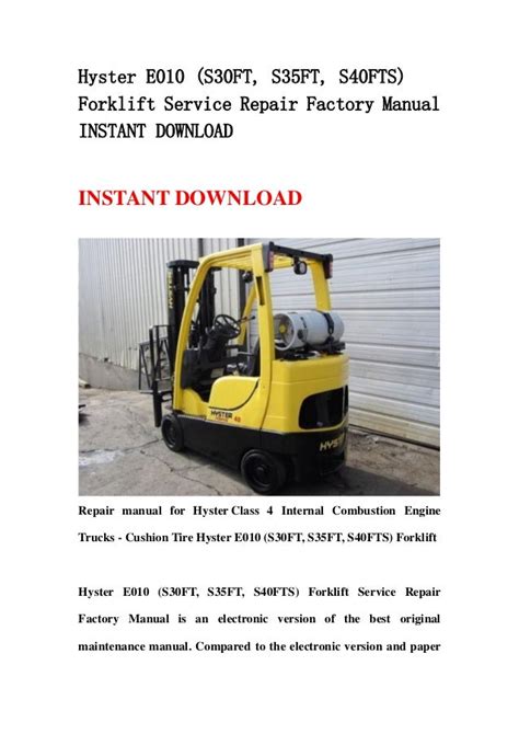 Hyster e010 s30ft s35ft s40fts forklift service repair factory manual instant. - Game of thrones ascent house guide.