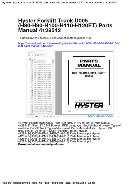 Hyster h120 ft forklift parts manual. - Anti evolution a readers guide to writings before and after darwin.
