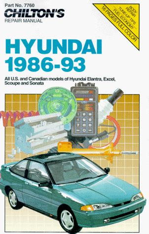 Hyundai 1986 93 all us and canadian models of hyundai elantra excel scoupe and sonata chiltons repair manual model specific. - Briggs and stratton repair manual free.