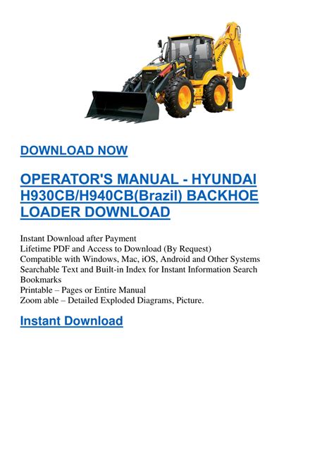 Hyundai h930cb h940cb backhoe loader service repair workshop manual download. - Recueil de danses [mises sur le papier par m. feuillet] and.
