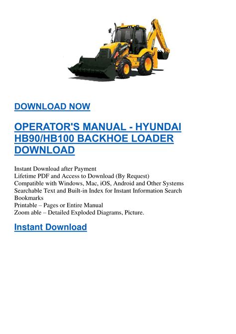 Hyundai hb90 hb100 backhoe loader operating manual. - Prix de revient industriels et commerciaux.