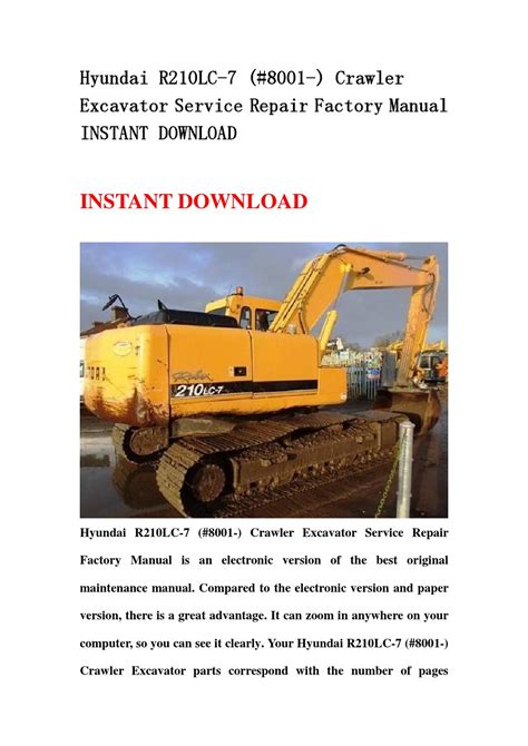Hyundai r210lc 7 crawler excavator service repair manual download. - Manuale della bilancia al litio taylor.