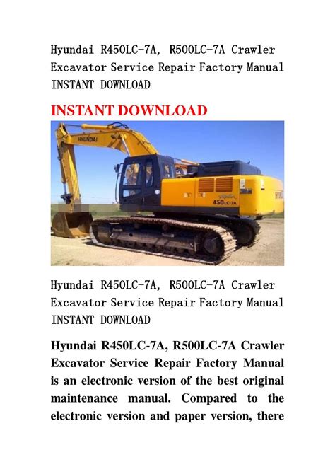 Hyundai r450lc 7a r500lc 7a crawler excavator service repair manual download. - Civil engineering lab manual geology material.