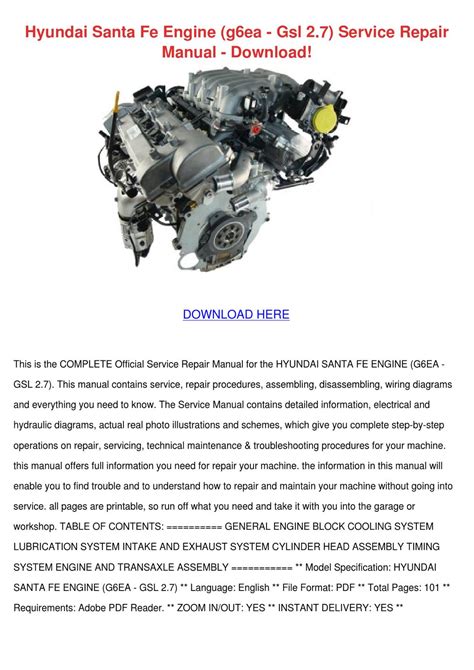 Hyundai santa fe engine g6ea gsl 2 7 service repair manual. - Unwind by neal shusterman l summary study guide.