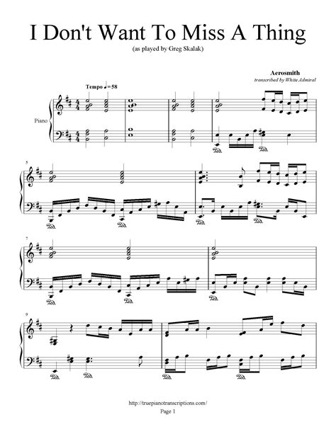 I Dont Want To Miss A Thing - Piano PDF