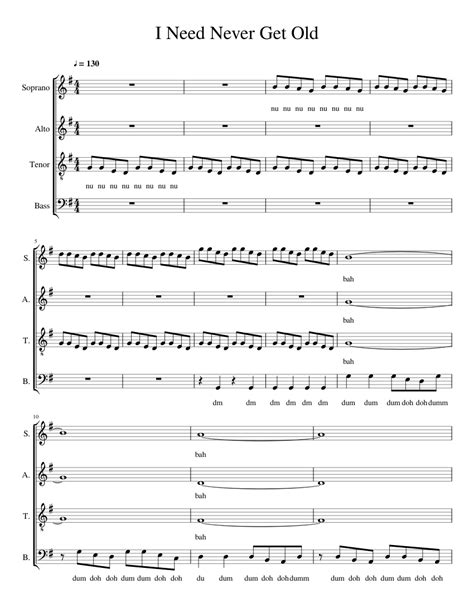 I Need Never Get Old Sheet music for Soprano, Alto, Tenor, Bass …